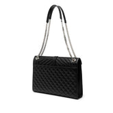 サンローラン YSLロゴ エンベロープ チェーン ショルダーバッグ ハンドバッグ 600166 ブラック シルバー レザー レディース SAINT LAURENT 【中古】